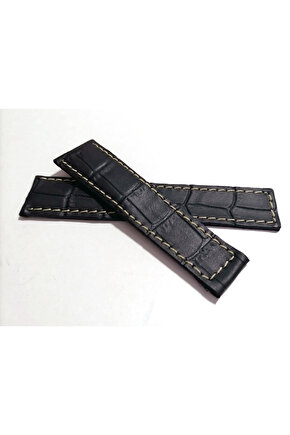 Tag-heuer Uyumlu  20-18  Beyaz Dikişli  Siyah Hakiki dana derisi