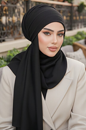 Siyah Mevsimlik Kullanıma Uygun Kelebek Bone Şal