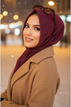 Bordo Kaşe Hazır Eşarp