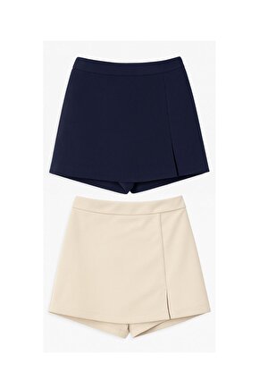 2li Yırtmaçlı Mini Şort Etek