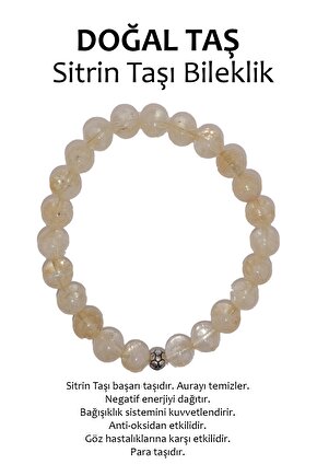 Hakiki Doğal Taş Bileklik - Sitrin Taşı (sidra)
