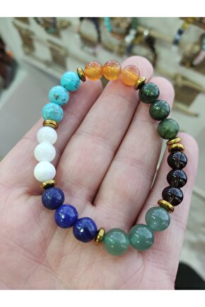 Boğa Burcu Doğaltaş Çakra Bileklik