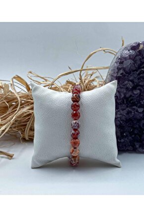 Akik Doğal Taş Bileklik 8 Mm Küre Faset Kesim