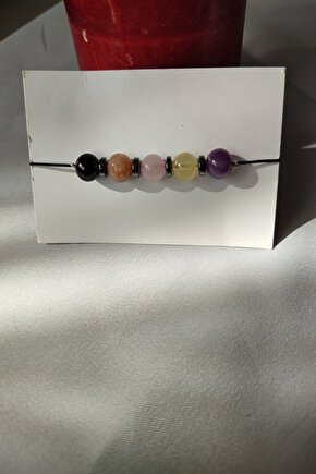 Sertifikalı Koç Burcu Doğaltaş Bileklik(turmalin.ametist.sitrin.güneş Taşı.pembe Kuvars.