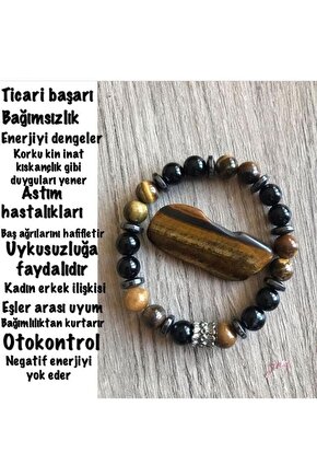 Sertifikalı Kaplangözü Oniks Hematit Doğaltaş Bileklik