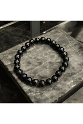 Siyah Turmalin Doğal Taş 8mm Bileklik
