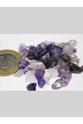 Gerçek Doğaltaş Delikli Ametist Taşı Mini Boy 50 Adet