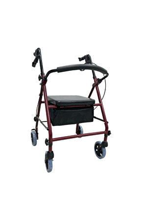 Pambukcuk Çantalı Arkalıklı Tekerlekli Yürüteç Walker Ekonomik Rollator Hasta Yaşlı Yürüteci 8026