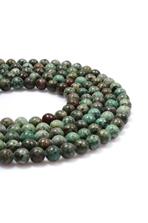 Afrika Turkuaz Doğal Taş Parlak Küre Kesim 8mm Dizi [Ab+]