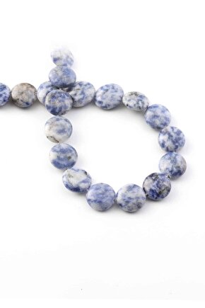 Sodalit Doğal Taş Parlak Açık Mavi Daire Kesim 14mm Dizi [AB]