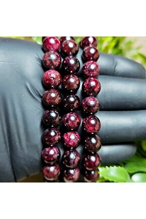 10mm Kırmızı Garnet Bileklik  - El Yapımı Tasarım Ürünler