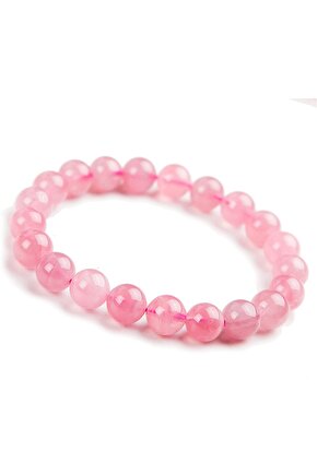 Doğal Taş - Aşk, Sevgi, Çiftler Arası Uyum Bilekliği ( Pembe Kuvars )