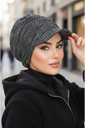 Siyah Melanj Tesettür Şapka