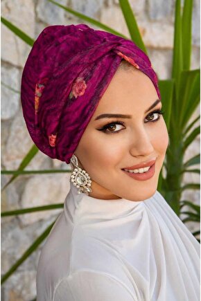 Vişne Desenli Hazır Burgu Düğüm Bone