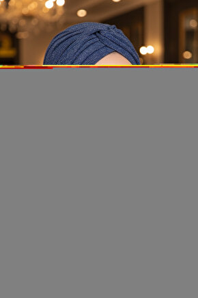 Lacivert Işıltılı Burgu Detaylı Bone