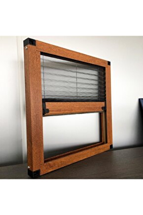 Ahşap Kaplama Plise Sineklik Akordiyon Sürgülü Pileli Sineklik Kapı Ve Pencere 40-60x100-120