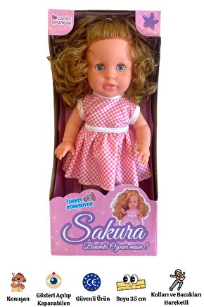 Sakura Kutulu Türkçe Konuşan Kahverengi Saçlı Et Bebek Oyuncak (35 CM)