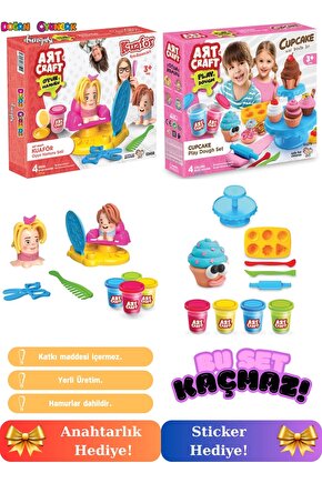 Kuaför ve Kap Kek Oyun Hamur Seti - Oyun Hamuru Seti - Hamur Setleri - Berber Hamur ve Yemek Hamur