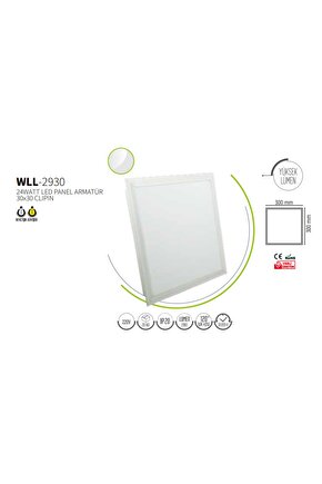 24watt Led Panel Armatür 30x30 Clıpın