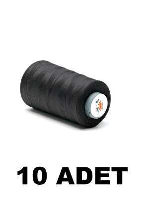 KOZALI 10 Adet 120 Numara Siyah Renkli Polyester Dikiş İpliği 5000 Metre