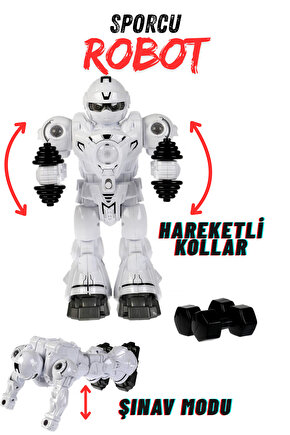 Oyuncak Işıklı ve Müzikli Hareketli Atletik Sporcu Pilli Robot Şınav Çekebilen Robot