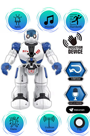 Uzaktan Kumandalı Full Fonksiyon Şarjlı Işıklı ,Sesli Dansçı İnteraktif Robot +3