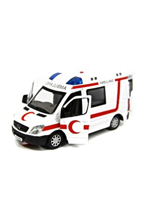 Metal Kutulu Ambulans Sesli Ve Işıklı Çek Bırak Oyuncak Ambulans