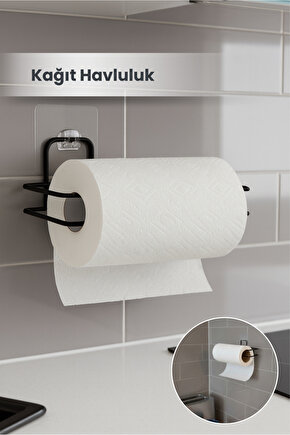 Kendinden Yapışkanlı Metal Rulo Kağıt Havluluk - Banyo Mutfak Havluluğu - Siyah