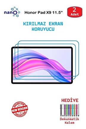 Honor Pad X9 11.5 Tablet İçin Tam Uyumlu Ekran Koruyucu Cam Nano HD Esnek Kırılmaz 2 ADET