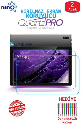 2 ADET Vorcom QuartzPro QuartzLITE 10.1 Tablet Tam Uyumlu Ekran Koruyucu Cam Nano HD Esnek Kırılmaz