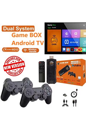Yeni Versiyon 8K Ultra HD Game Box+Android TV 36500 Oyunlu 5g 64 GB Tv Game Stick Oyun Konsolu+2 Kol