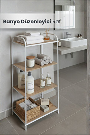Banyo Düzenleyici Raf Banyo Organizeri Deterjanlık Şampuanlık Banyo Dolabı Beyaz