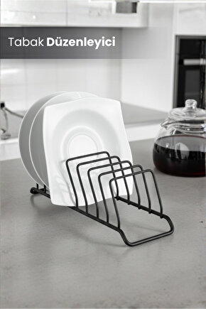 9 Bölmeli Tabaklık ve Tabak Düzenleyici Mini Bulaşıklık - Dolap İçi Çay Kahve Tablası Düzenleyici