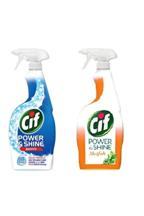 Cıf Sprey Power Mutfak 750ml + Cıf Sprey Power Shıne Banyo 750 Ml