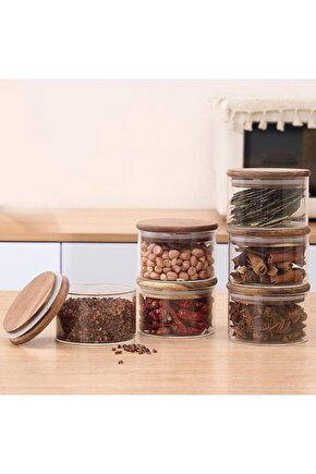 AKASYA BOROSİLİKAT 6 PARÇA YUVARLAK CAM KAVANOZKASE 300ML