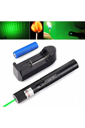 Green Laser Pointer Şarjlı Güçlü Yeşil Lazer Metal Kasa Büyük Lazer