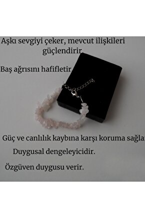 Sertifikalı Doğal Pembe Kuvars (AŞK TAŞI) Doğal Kırık Taş Bileklik