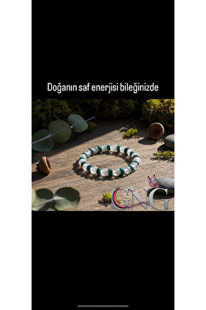 GNG SİLVER Kristal Kuvars Doğal Taş & Ahşap Boncuklu Özel Tasarım Bileklik -Boho Tarz