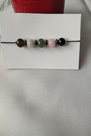 Sertifikalı Başak Burcu Doğaltaş Bileklik (yeşil Akik.amazonit.turmalin.pembe Kuvars.aventurin.,