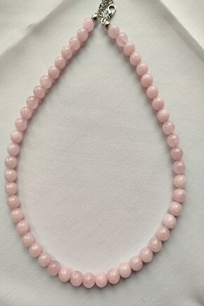 Sertifikalı Pembe Kuvars Doğaltaş Kolye