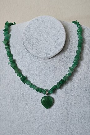 Sertifikalı Aventurin Kırıktaş Doğaltaş Kalp Kolye