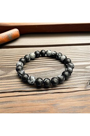 AuraStone Karlı Obsidyen Doğal Taş 8mm Bileklik