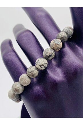 Jasper Gri Doğal Taş Bileklik 8mm