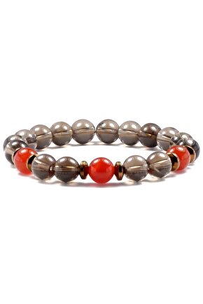 Akik- Dumanlı Kuvars Doğal Taş Bileklik 8 Mm