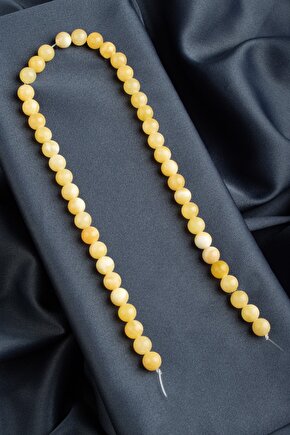 Kalsit Doğal Taş Parlak Sarı Küre Kesim 8mm Dizi [AA]