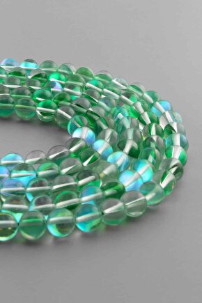 Termal Kuvars Doğal Taş Parlak Yeşil Küre Kesim 8mm Dizi [AB+]