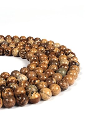 Ağaç Jasper Doğal Taş Parlak Küre Kesim 8mm Dizi [AB+]