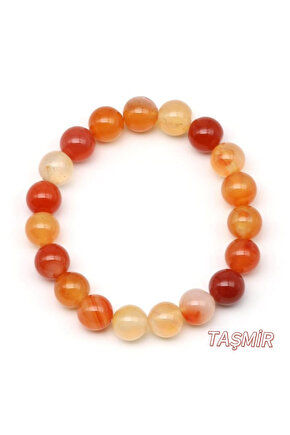 Karnelyan Akik Taşı Bileklik 10 mm ( A Kalite )
