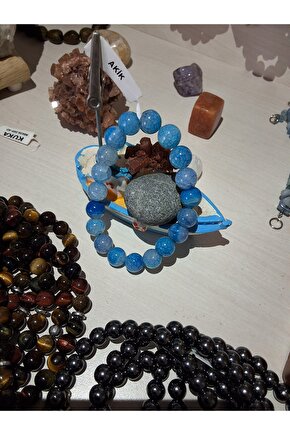 Mavi Akik Bileklik – Sakinlik ve Odak Taşı- 10 mm-Sertifikalı