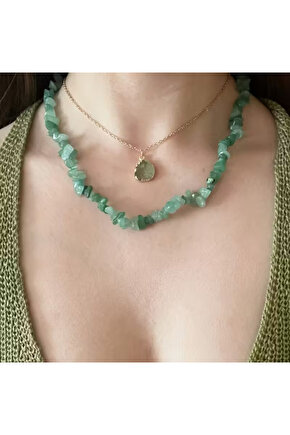 Aventurin kolye kırıktaş doğaltaş 100%100 sertifikalı ✨ – Şans ve Bolluk Taşı